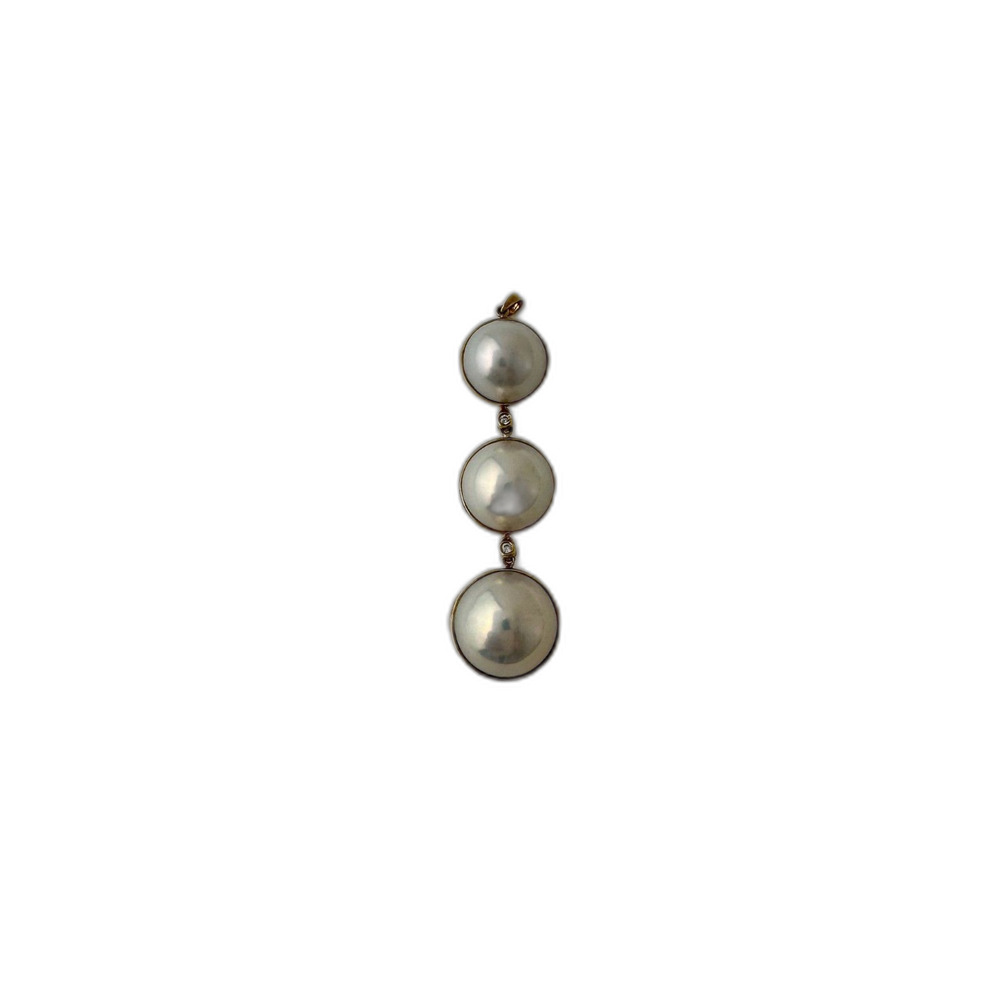 One-of-a-Kind Solid 18K Gold Gradient Edison Pearl Drop Pendant with Zirconia